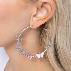 Paparazzi Silver Hoop Butterfly Earrings